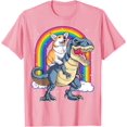 thumbnail image 3 of Camiseta con diseño de unicornio Corgi montando dinosaurio T Rex, bonita camiseta para niños, niñas, regalo de arcoíris, camiseta gráfica de galaxia espacial Corgicorn, camisetas estéticas, 3 of 5