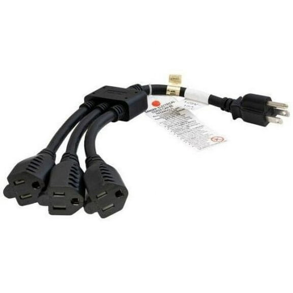 AYA 24 Inch Power Splitter Extension Cord (1-to-3) 14AWG NEMA 5-15P to 3X 5-15R