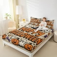thumbnail image 4 of jejeloiu Happy Halloween Queen Sheet Sets,Cute Ghost Pumpkin Flat Sheet,Graffiti Hippie Queen Fitted Sheet For Children,Lightweight Room Decor,4pcs, 4 of 7
