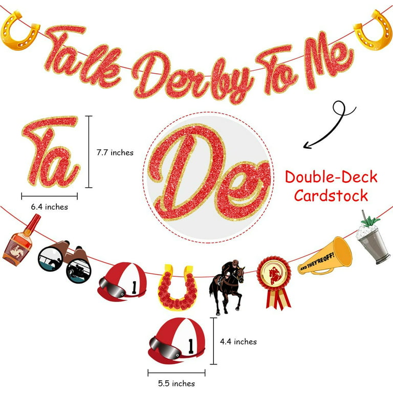 Kentucky Derby Decorations, Talk Derby To Me Banner With Gold Red
