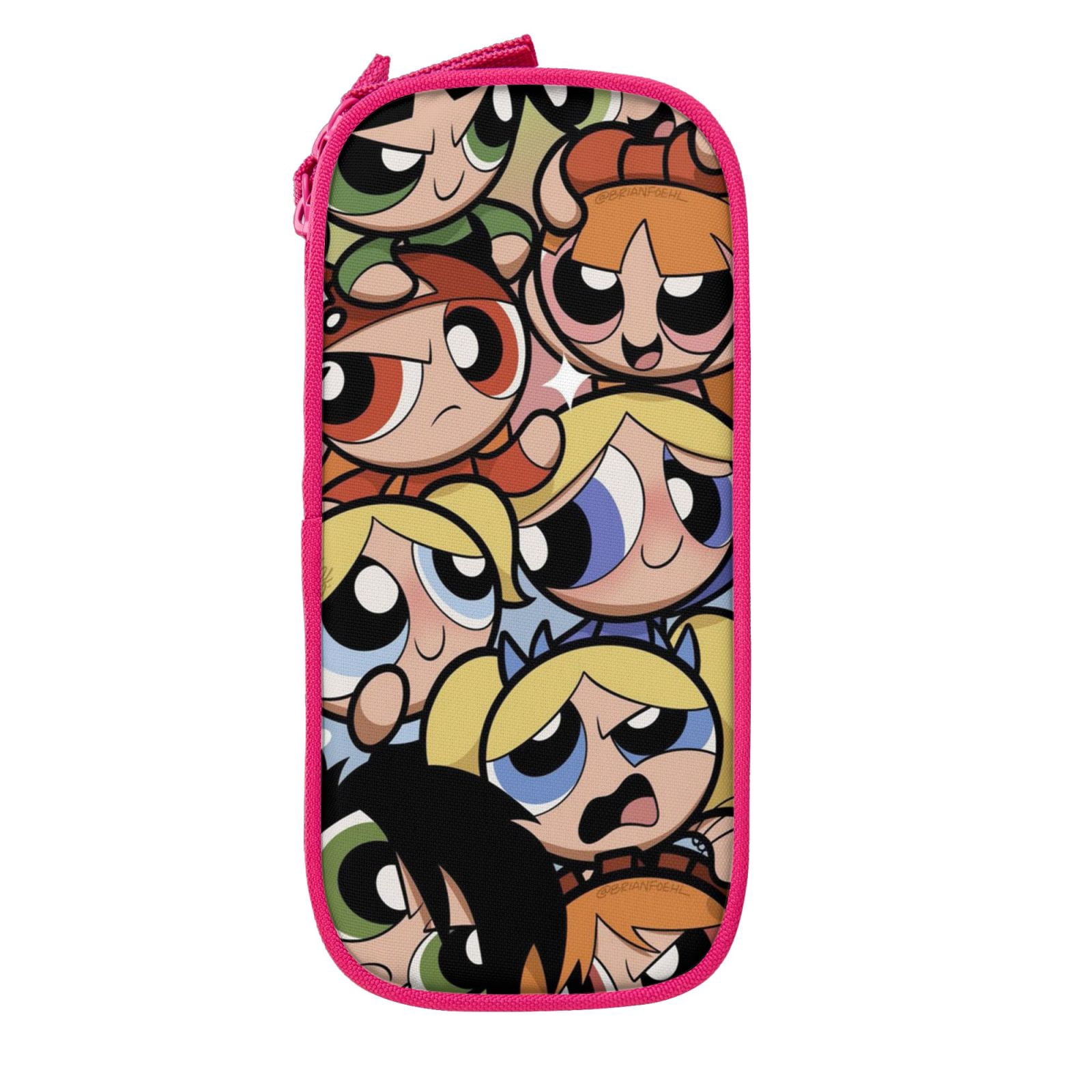 The Powerpuff Gi-rls Pencil Case Large Capacity Pencil Pouch Pen Bag Office Stationery Organizer Travel Makeup Bag Pink