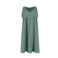 thumbnail image 3 of Boho Dresses For Women 2025, Tank Casual Loose Sleeveless Cotton Linen Solid Color V Neck Beach Womens Winter Feather Red Sun Dresses Casual Denim (XXL, Light Green) ZMTing, 3 of 5