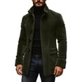 thumbnail image 2 of Ecqkame Men's Lapel Single Breasted Coats Long Sleeve Pocket Solid Color Coat Daily Casual Business Outerwear Army Green L, 2 of 5