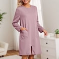 thumbnail image 4 of XIAONU Womens Nightshirt Long Sleeve Zip-Front Nightgown With Pockets Soft Practical Casual Sleepwear, 4 of 6
