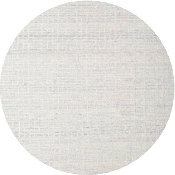 Ahgly Company Indoor Round Contemporary Dark White Beige Solid Area Rugs, 3' Round