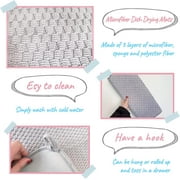 Emapoy 2 Pcs Dish Drying Mat, 23.6 x 17.7 inch Absorbent Dish Drainer Kitchen Counter Mat, Gray