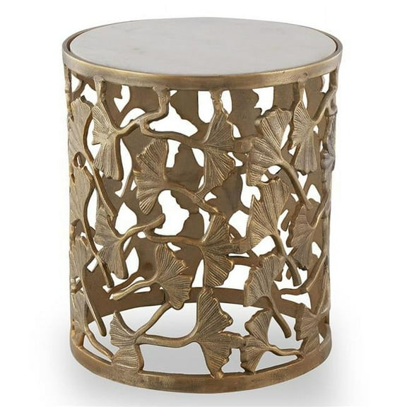 Ginkgo Leaf Antique Gold Metal Garden Stool