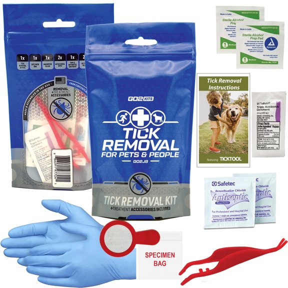 Go2Kits Tick Removal Kit (1 Pack) Featuring 2-Sided Tick Remover Tool for Humans & Pets (GO2J8-1Pack)