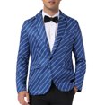 thumbnail image 1 of BLAZER RAYADO INSPIRE CHIC para hombres, chaqueta de traje con patrón de rayas, abrigo de negocios deportivo, talla S, azul oscuro, 1 of 4