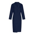 thumbnail image 4 of Sexlip Blazer Dress for Women Collared Wrap V Neck Button Down Business Midi Dress Long Sleeve Office Lady Bodycon Dress Blue L, 4 of 9