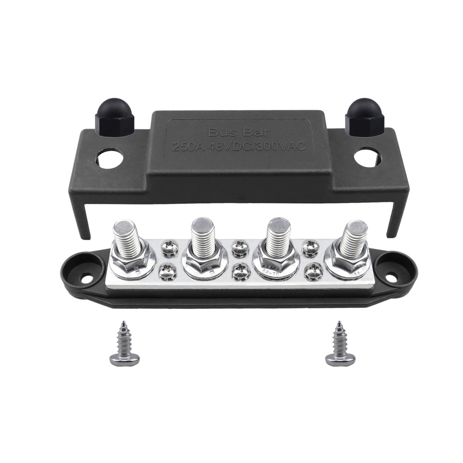 Baoblaze Power Distribution Block 300A Bus Bar Terminal Block for Marine RV Boat Black M8 5 16 Studs