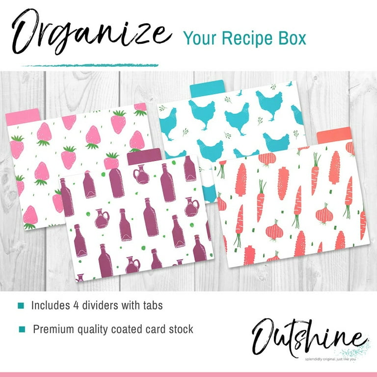 4 x 6 White Recipe Cards Bulk Set for Recipe Box (104 Pack
