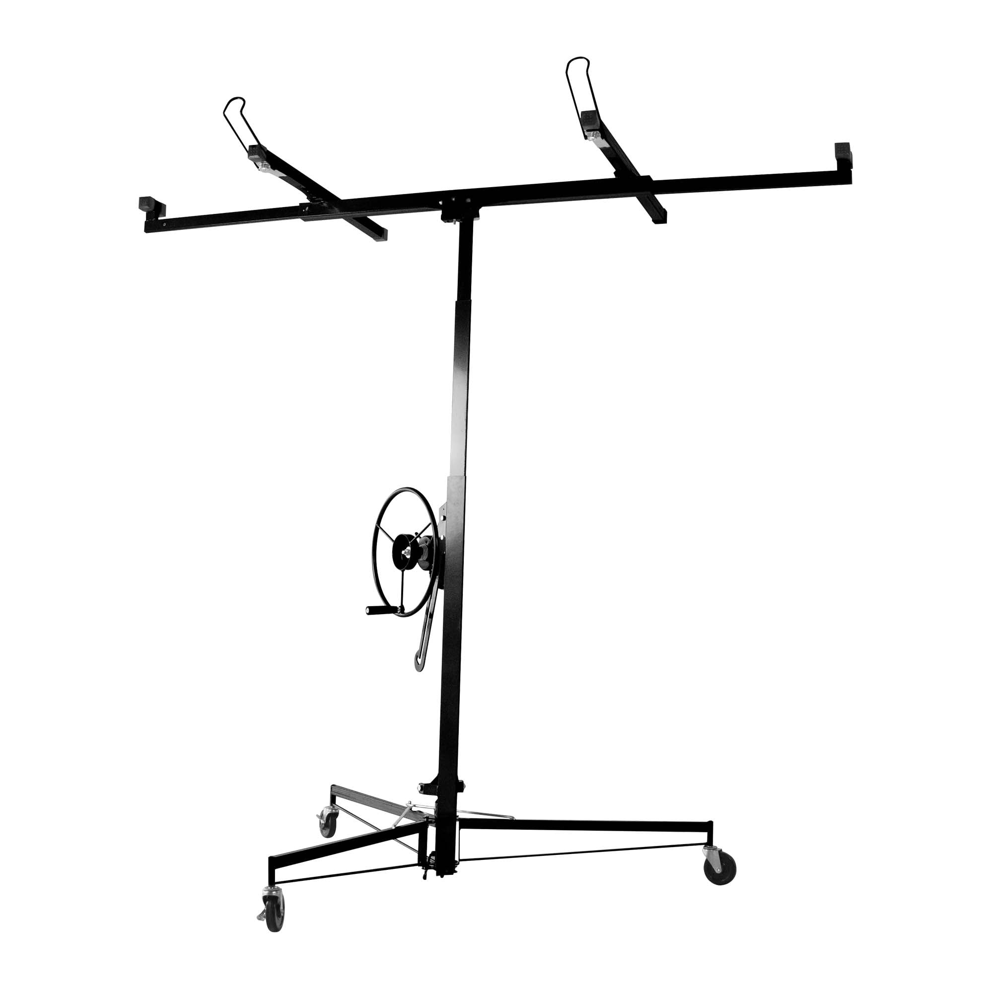Aukfa 11ft Drywall Lift Rolling Panel Lifter Jack Rolling Caster Wheel Drywall Lift - Black