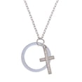 thumbnail image 2 of Delight Jewelry Acrylic 1 1/2" Ring Imitation Pearl Everlasting Love Engraved Cross Zoey Necklace, 28", 2 of 4