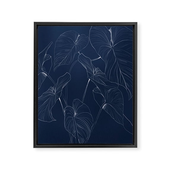 Society6 Flora Navy by Gabriela Fuente Framed Art Canvas