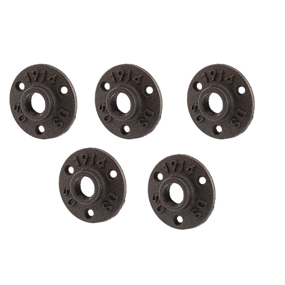 5pcs 1/2 Inch Black Cast Iron Pipe Fittings Floor Flange  Threaded