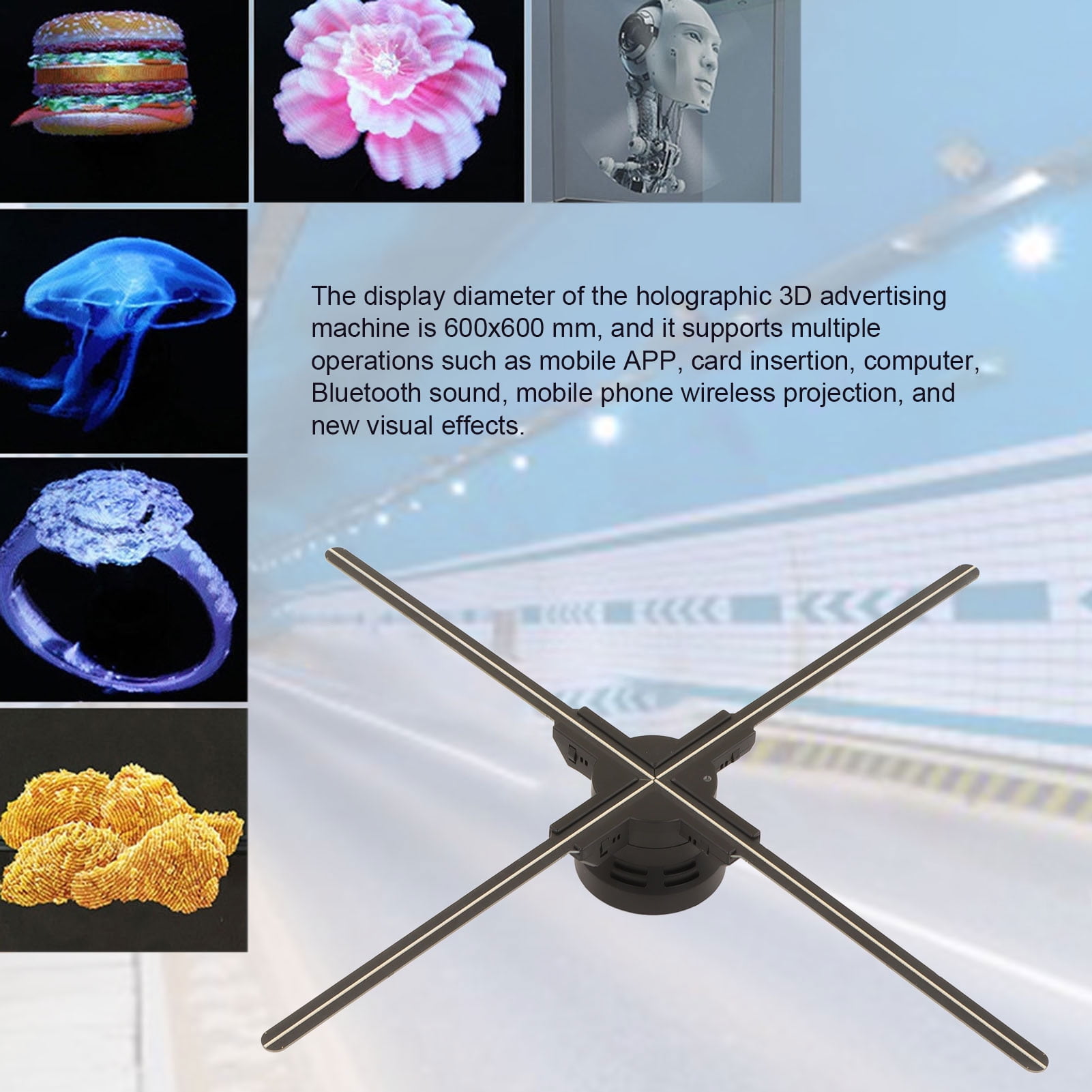 Ccdes 600 mm 3D Holographic Advertising Electric Household Fan