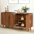 thumbnail image 3 of WIRRYTOR Fluted Sideboard Cabinet with Storage and Adjustable Shelves, Buffet Cabinet, Accent Storage Cabinet with Fluted Carved Arc Door Design for Kitchen Dining Living Room (Walnut , 4 Doors), 3 of 7