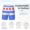 thumbnail image 3 of Mens Chicago Flag Style Swimming Trunks with Compression Liner Beach Quick Dry Swim Shorts, 3 of 6