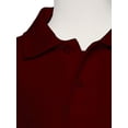 thumbnail image 2 of AKA Boys Wrinkle Free Polo Shirt Long Sleeve - Pique Chambray Collar Comfortable Quality Burgundy 3, 2 of 19