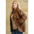 thumbnail image 4 of Faux Leather Button Down Shacket With Side Pockets - 1XL, 4 of 5