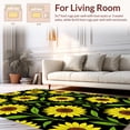 thumbnail image 2 of ODIKA 4'x6' Machine Washable Non-Slip Area Rug, Elegant Sunflower Floral Print on Black Decorative High Traffic Rug, Yellow, 236912, 2 of 7