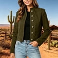 thumbnail image 5 of GUACER Suede Jackets for Women Trendy Vintage Button Down Stand Collar Structured Shoulders Casual Fall Outerwear, 5 of 7