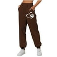thumbnail image 4 of Sakmal Sweatpants Women's Pants Joggers Elastic Waist High Waisted Dog Paw Brown Pants with Pockets, 4 of 4