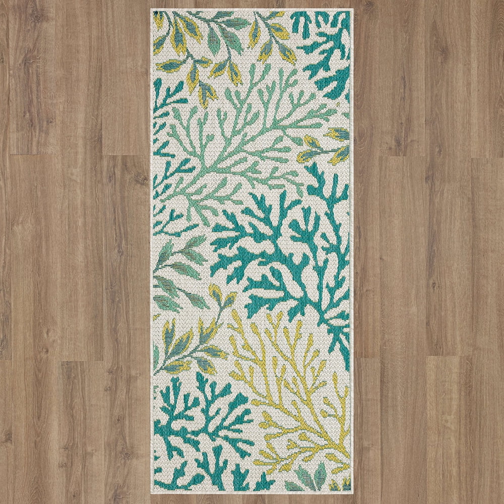 Mohawk Home Underwater Cove Outdoor Area Rug, Teal, 2' 6" x 6'