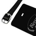 thumbnail image 2 of Blessed Halo On Black Rectangle Leather Luggage Card Suitcase Carry-On ID Tag, 2 of 7