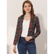 thumbnail image 2 of Allegra K Chaqueta Tipo Blazer Informal Con Solapa De Muesca Y Manga Larga Para Mujer Cuadros verdes S, 2 of 5