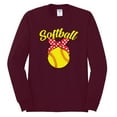 thumbnail image 2 of Wild Bobby, Cute Ribbon Bow Softball Mom Gift, Mother's Day, Men Long Sleeve Shirt, Maroon, Small, 2 of 3