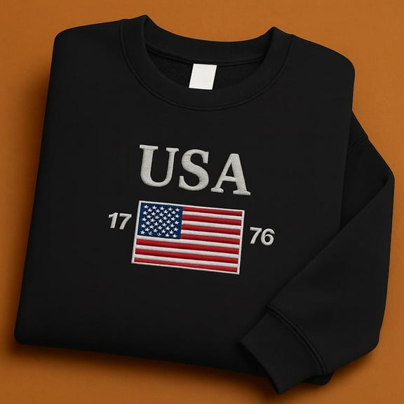 USA 1776 Embroidered Sweatshirt Patriotic Conservative Sweater American Flag Republican Gift Conservative Gift American Gift High Quality