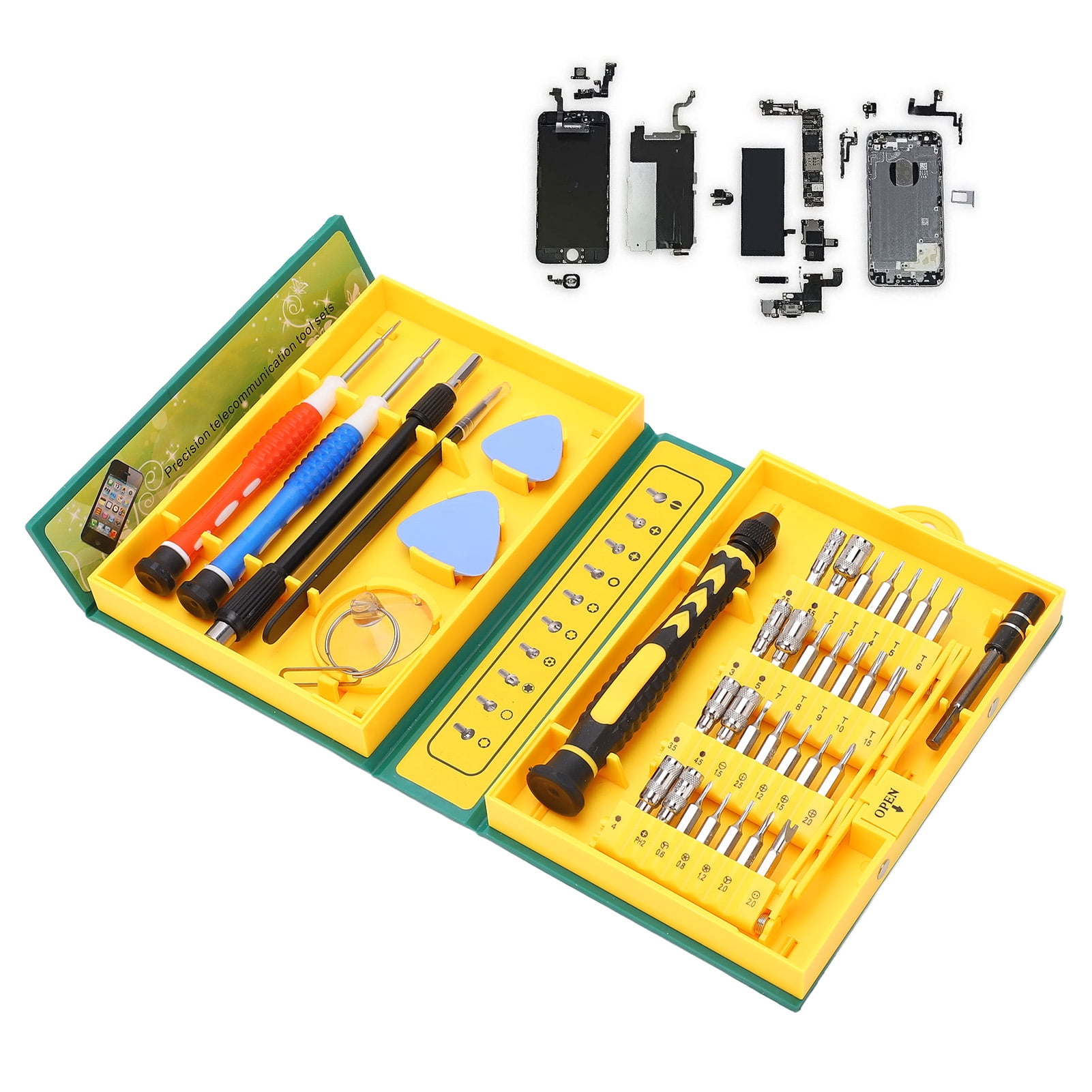 LAZIOEGR 38-Piece Precision Screwdriver Set, Magnetic Repair Tool Kit with Bendable Extension, Case Prying Tools, for Phones Electronics 5.9 inches / 15 cm