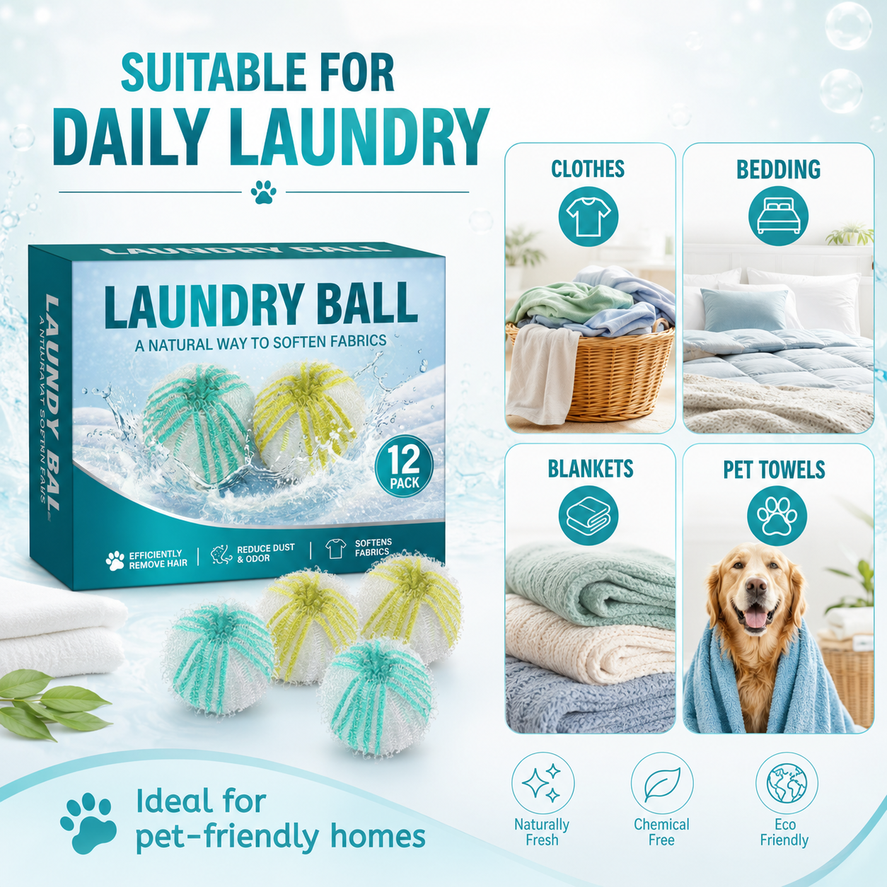 Hackerdom Pet Hair Remover Laundry Balls 12-Pack photo 3