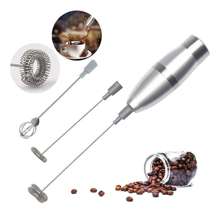 1 Milk Frother Handheld With 3 Heads, Electric Whisk Drink Foam