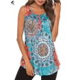 thumbnail image 4 of Sixtyshades Womens Summer Loose Sleeveless Vest Casual Floral Tank Tops Crew Neck Plus Size Tee Shirts Blouse (XL, Light Blue), 4 of 8