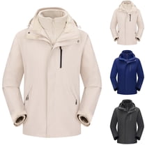 VBTAPA Men's 3 in 1 Waterproof Ski Jacket Windproof Warm Winter Snow Coat Outdoor Golf Cycling Windbreaker Raincoat with Removable Liner and Hood Khaki L