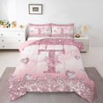 thumbnail image 3 of Homewish Girly Pink Letter T Queen Comforter Set, Romantic Glitter Diamond Bedding Sets, Teens Kids Girls Women Reversible Bedding Comforter Set, Lightweight Room Decor, 3pcs, 3 of 8