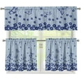 thumbnail image 1 of Blue Butterfly Floral Kitchen Curtains Valance Set of 3,Flower 24 Inch Length Tier Curtains Cafe Bar Window Curtains, Rod Pocket,Easy to Install, 1 of 5