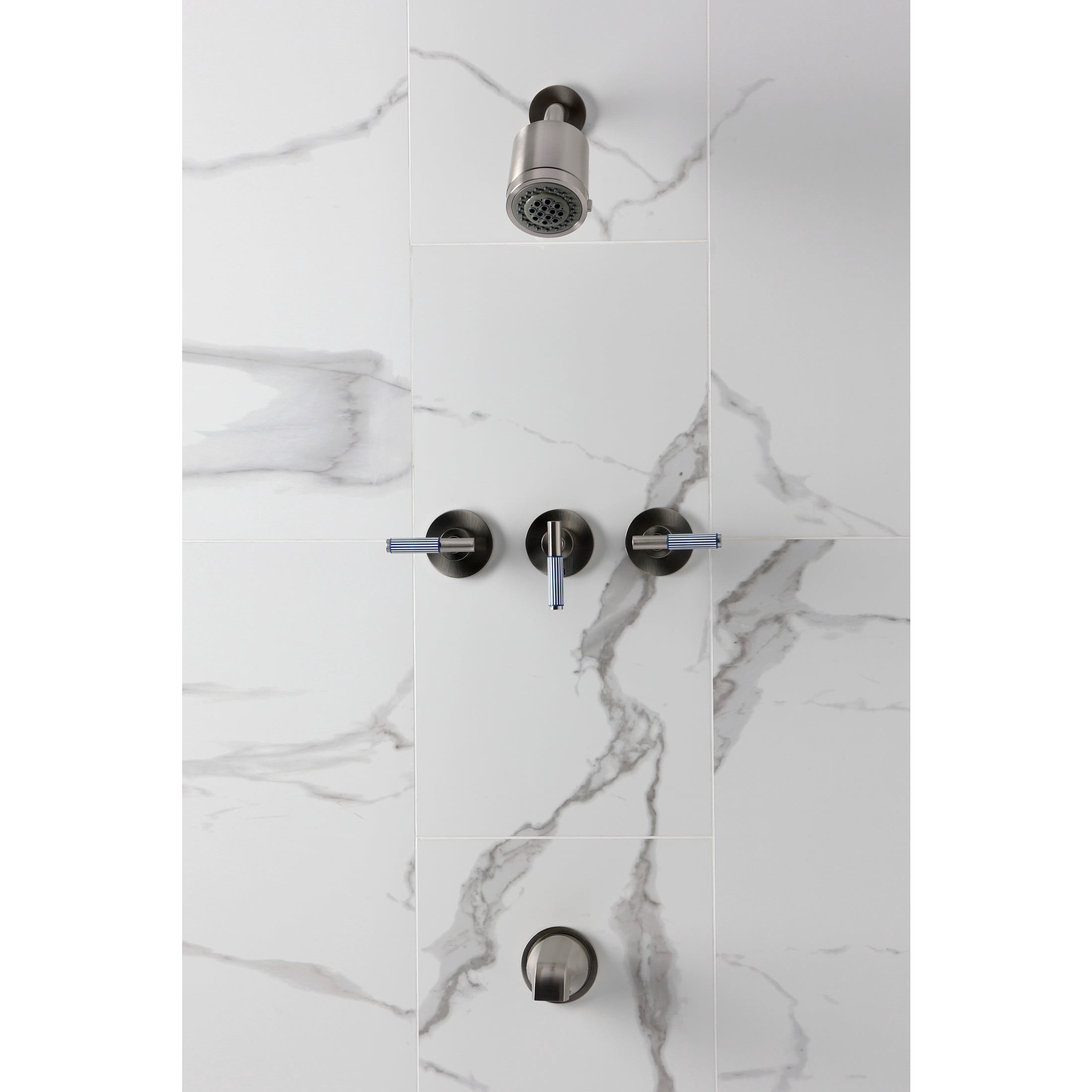 Kingston Brass KBX8138KPS Verona Triple-Handle Tub and Shower Faucet, Brushed Nickel
