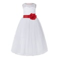 thumbnail image 2 of Ekidsbridal Girl Bridesmaid Flower Girl Dress - White Lace Dress with Keyhole Back 178T-A (Size: 2-12), 2 of 3