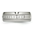 thumbnail image 3 of Chisel Stainless Steel Polished and Grooved with CZ 8mm Half Round Band, 3 of 8