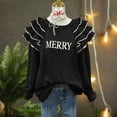 thumbnail image 4 of Yteetum Sweatshirt for Women Oversized Crewneck Merry Christmas Pleated Ruffle Trim Drop Shoulder Pullover Hoodless Sweatshirts Womens Casual Round Neck Loose Lantern Sleeve Xmas Holiday Sweatshirts, 4 of 6