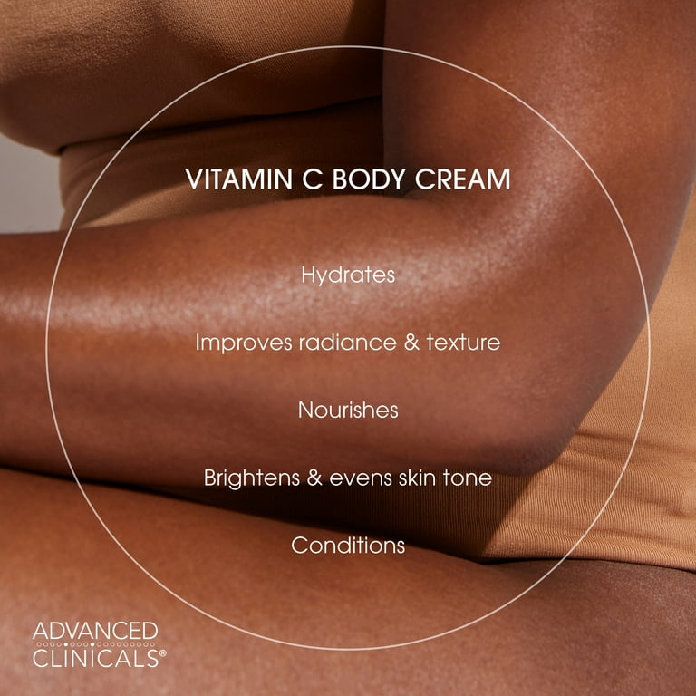 Advanced Clinicals Brightening Vitamin C Body Cream for Dark Spots and Age Spots. 16 OZ