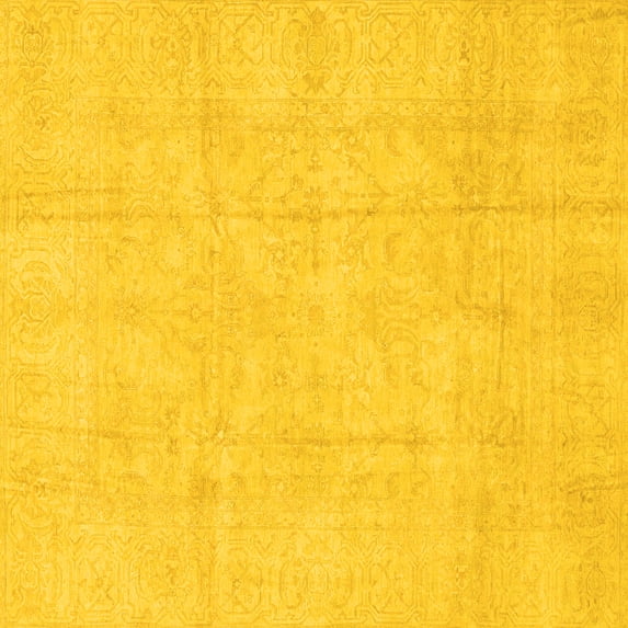 Ahgly Company Indoor Square Oriental Yellow Traditional Area Rugs, 5' Square