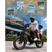 20 Inch Fat Tire Electric Bicycle for Adults, 1500W Peak Motor Folding Ebike, 48V 20AH Battery, 30-60 Miles Pas Range, Up to 31MPH Off-Road Foldable Ebike
