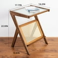 thumbnail image 2 of Logianis Rattan Side Table Night Stand with Glass Top Small End Tables Bamboo Coffee Table 22"*17"*14" Brown, 2 of 7