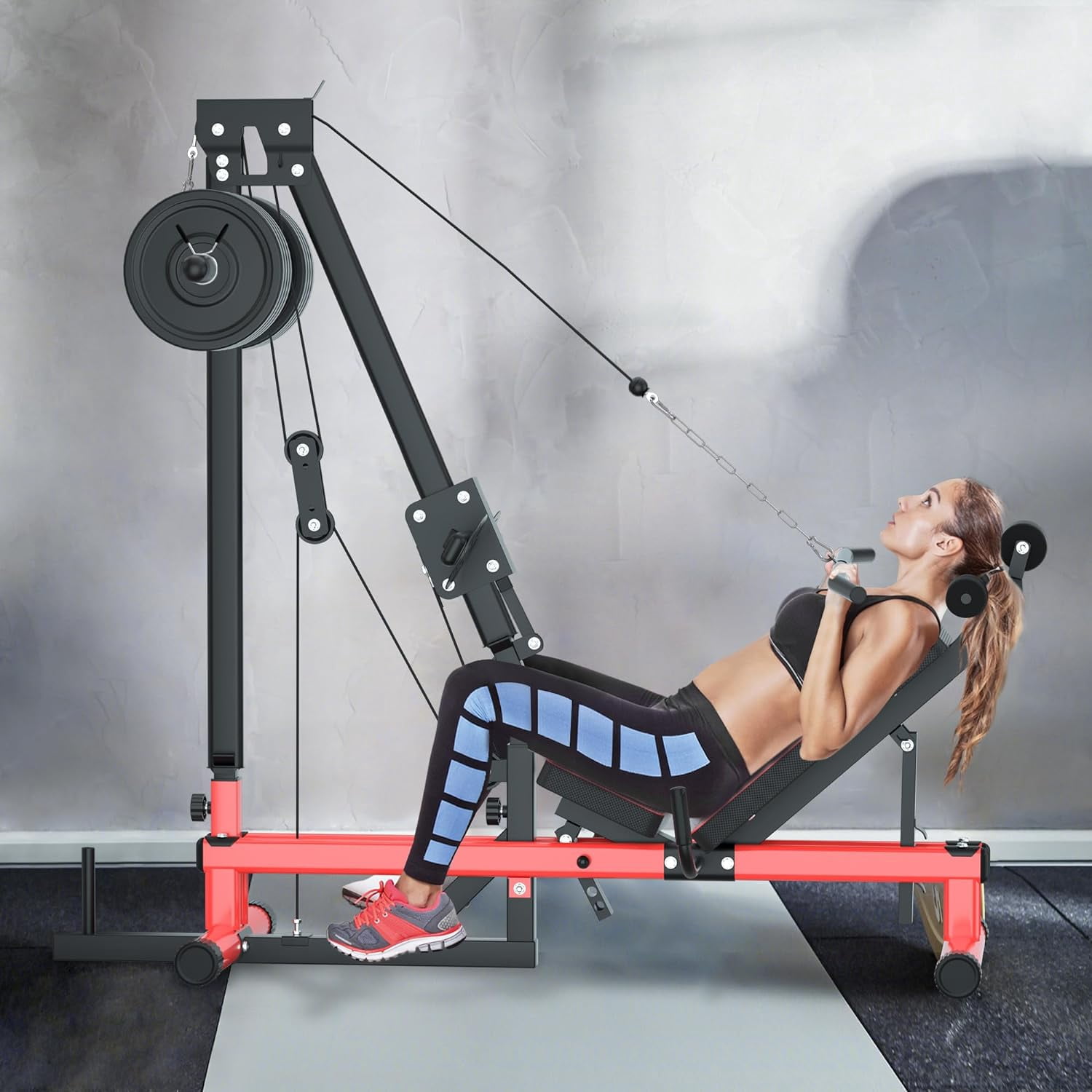 Reliancer Lat Pulldown Heavy Duty Full Body Weight Machine with Weight Storage, Leg Press Machine for Glute, Hamstring and Quad Develop in Home Gym