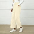 thumbnail image 4 of Felirenzacia Women's Corduroy Wide Leg Pants, Casual Long Trousers with Deep Pockets, Elastic Waist, Fall Winter Work Pants for Ladies, 4 of 7